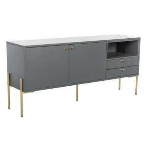 Maspeth Wooden Sideboard With 2 Doors 2 Drawers In Grey