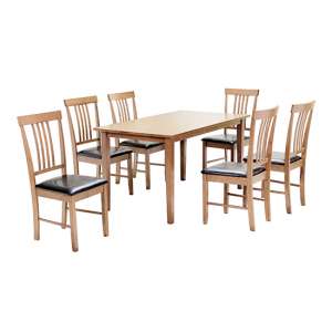 Makimi Large Dining Set In Oak With 6 Chairs