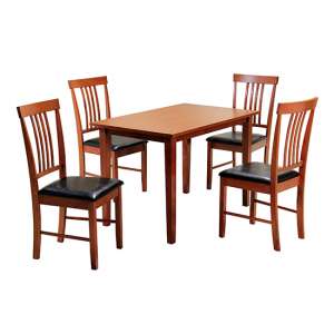 Makimi Medium Dining Set In Mahogany With 4 Chairs