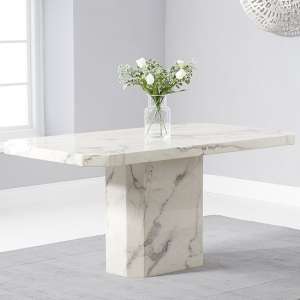 Massa Rectangular High Gloss Marble Dining Table In White