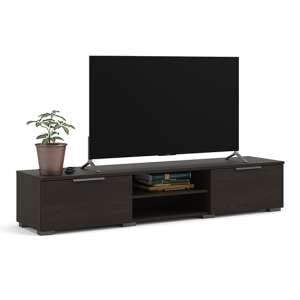 Matcher Wooden TV Stand With 2 Drawer 2 Shelves In Dark Oak