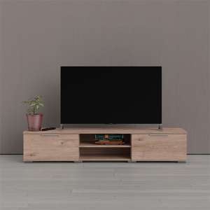 Matcher Wooden TV Stand With 2 Drawer 2 Shelves In Oak