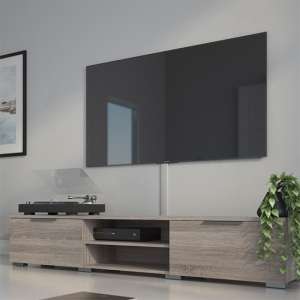 Matcher Wooden TV Stand With 2 Drawer 2 Shelves In Truffle Oak
