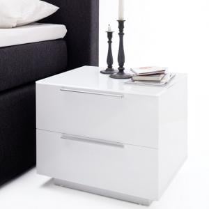Fresh Bedside Cabinet In White Glass Top And High Gloss