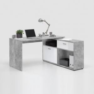 Mattia Corner Computer Desk In White Gloss And Light Atelier