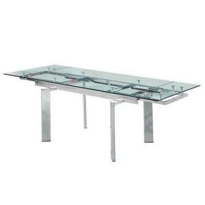 Maxim Extendable Dining Table In Clear Glass With Chrome Legs