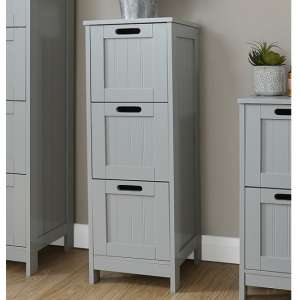 Catford Wooden Chest Of Drawers Slim In Grey With 3 Drawers
