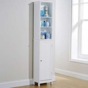 Catford Wooden Storage Cupboard Tall In White With 1 Door