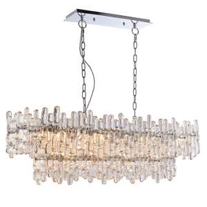 Maya 12 Lights Glass Ice Crystals Pendant Light In Chrome