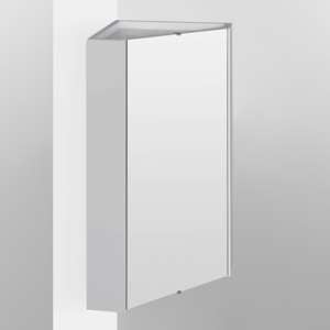 Mayetta 46cm Corner Bathroom Mirrored Cabinet In Gloss White