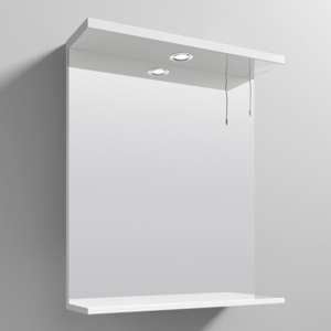 Mayetta 65cm Bathroom Mirror In Gloss White Frame With LED