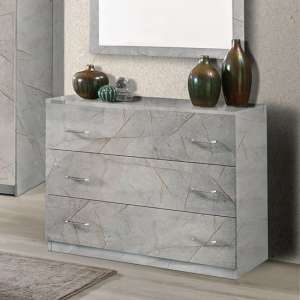 Mayon Wooden Chest Of Drawers In Grey Marble Effect