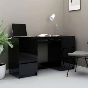 Mayra High Gloss Laptop Desk With 6 Drawers In Black
