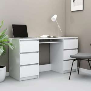 Mayra Wooden Laptop Desk With 6 Drawers In White