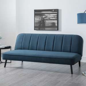 Mckees Curved Back Linen Upholstered Sofabed In Blue