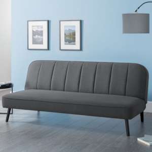 Maceo Curved Back Linen Upholstered Sofabed In Grey