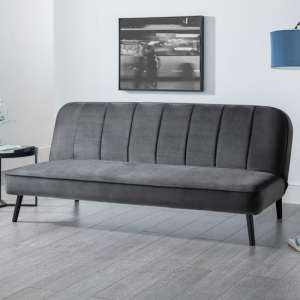 Maceo Curved Back Velvet Upholstered Sofabed In Grey
