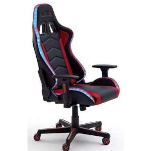 McRacing Fabric Gaming Chair In Black And Red With LED Lights