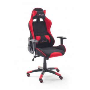 McRacing Fabric Polyster Home And Office Chair In Black And Red