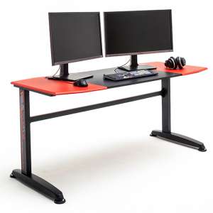 McRacing Large Wooden Gaming Desk In Red And Black