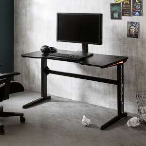 McRacing Wooden Gaming Desk In Black With LED Lights