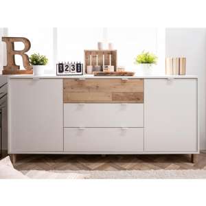 Mecoy 2 Door 3 Drawer Sideboard In Old Style Bright And White