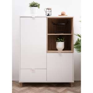 Mecoy Wooden Highboard In Old Style Bright And White