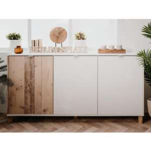 Mecoy Wooden Sideboard In Old Style Bright And White