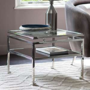 Medulla Clear Glass Side Table With Silver Metal Frame