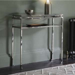 Medulla Glass Console Table In Silver Finish Metal Frame