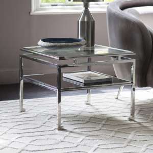 Medulla High Glass Side Table In Silver Finish Metal Frame