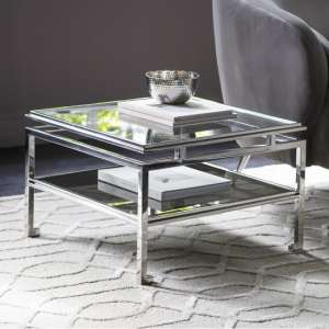 Medulla Low Glass Side Table In Silver Finish Metal Frame