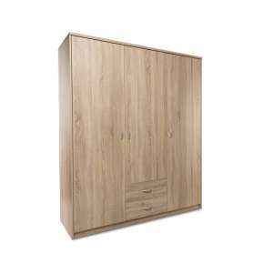 Meissen Wooden Wardrobe Wide In Sonoma Oak With 3 Doors