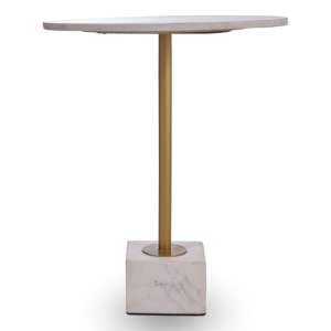 Mekbuda Round Marble Top Side Table With T Shaped Base
