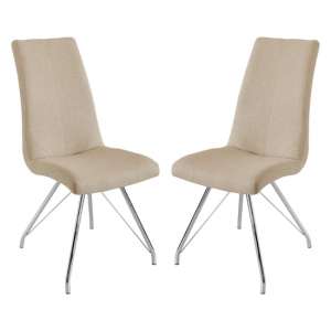 Mekbuda Taupe Fabric Upholstered Dining Chair In Pair