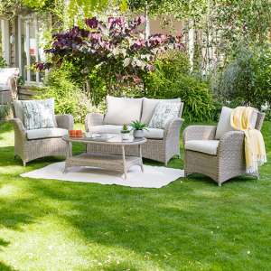 Meltan Outdoor Lounge Set With Coffee Table In Sand