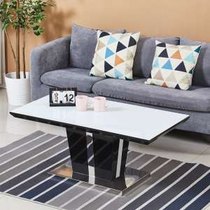 Memphis Glass Coffee Table In White With Black High Gloss