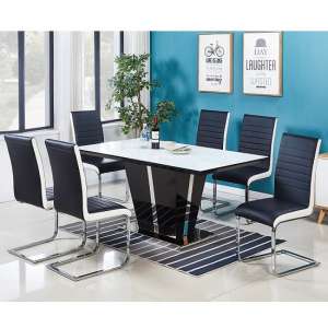 Memphis White Glass Dining Table With 6 Symphony Chairs
