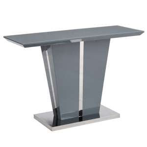 Memphis Glass Bar Table In High Gloss Grey And Chrome Base