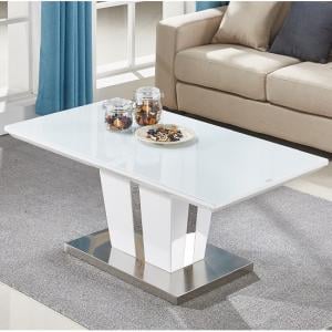 Memphis High Gloss Coffee Table In White With Glass Top