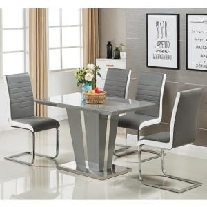 Memphis Small Grey Gloss Dining Table 4 Symphony Grey Chairs