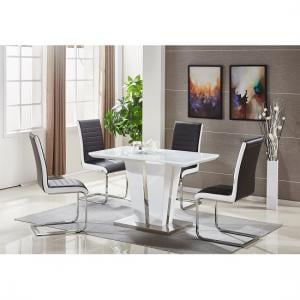 Memphis Small White Gloss Dining Table 4 Symphony Black Chairs