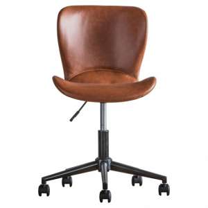 Mendel Faux Leather Swivel Office Chair In Brown