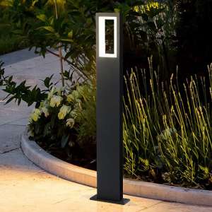 Menkar Outdoor LED Post Light In Dark Grey With Frosted Diffuser