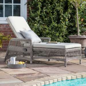 Minot Outdoor Poly Rattan Sun Lounger In Stone