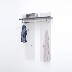 Mentis Wall Mounted Coat Rack In Matt White And Concrete