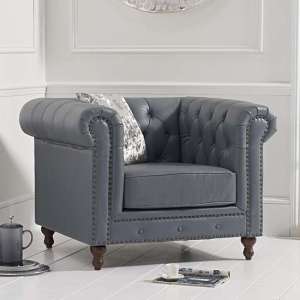 Mentor Chesterfield Leather Armchair In Grey