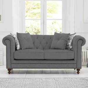 Mentor Chesterfield Linen Fabric 2 Seater Sofa In Grey