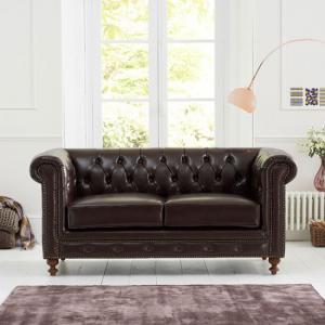 Mentor Chesterfield Leather 2 Seater Sofa In Brown