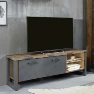Merano Wooden TV Stand In Old Wood With Matera Grey And LED